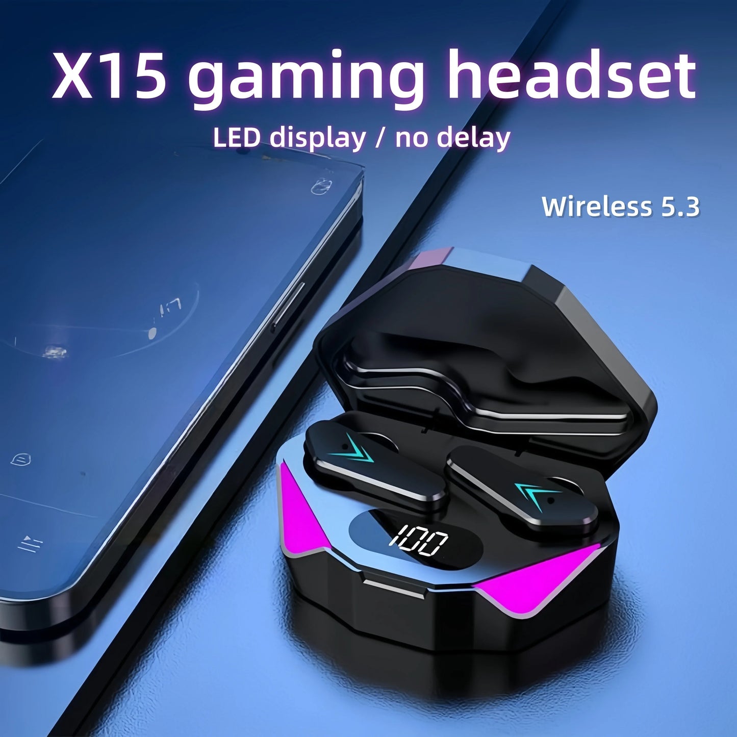 X15 TWS Wireless Bluetooth Earbuds with LED Display - Ultimate Gaming and Music Experience with Mic