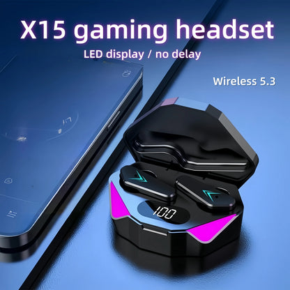 X15 TWS Wireless Bluetooth Earbuds with LED Display - Ultimate Gaming and Music Experience with Mic